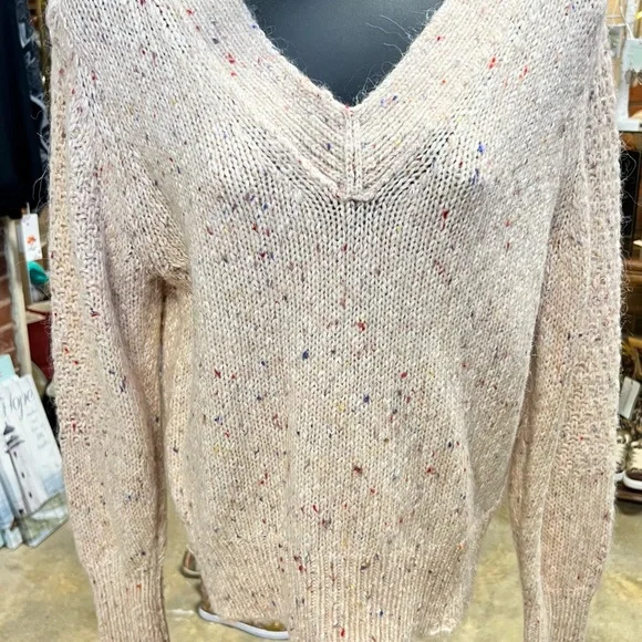 Magaschoni NWT $398 Sweater Beige Confetti Alpaca Wool Blend V Neck Size M - Picture 14 of 14